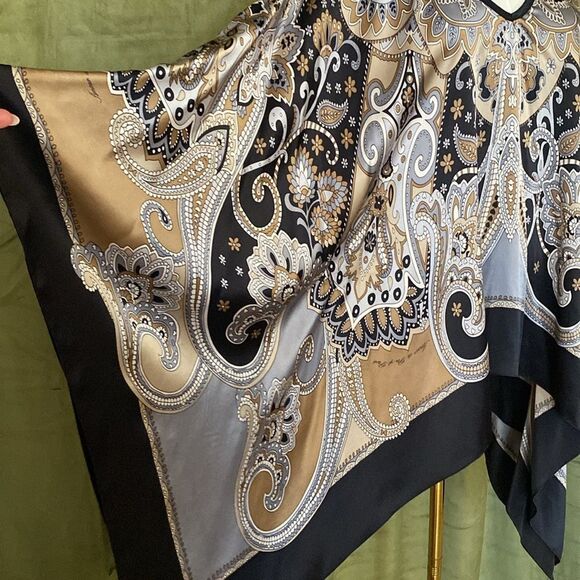 Amour de pin up silk Elegant Multicolor Patterned tunic, M - Picture 3 of 9